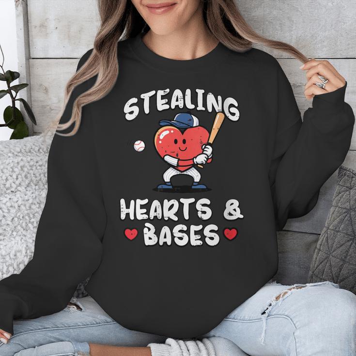 Women's Valentines Day Baseball Stealing Hearts Bases Boys Kids Men Unisex Sweatshirt Women's Valentines Day Baseball Stealing Hearts Bases Boys Kids Men Unisex Sweatshirt