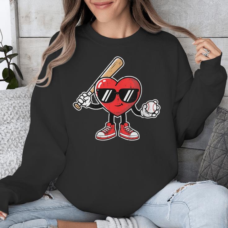 Women's Valentines Day Heart Baseball Player Sports Boys Kids Men Unisex Sweatshirt Women's Valentines Day Heart Baseball Player Sports Boys Kids Men Unisex Sweatshirt