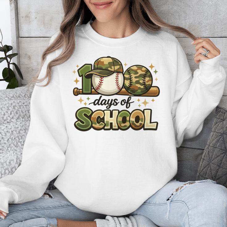 100 Days Of School Baseball Camo School Teacher Boy Unisex Sweatshirt