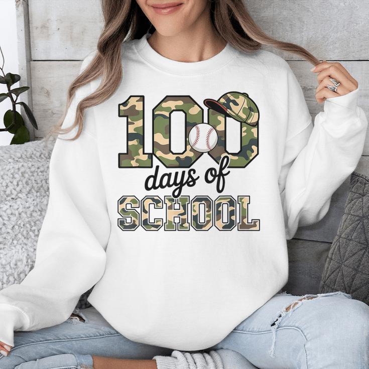 100 Days Of School Camo Baseball Camouflage For Kids Unisex Sweatshirt