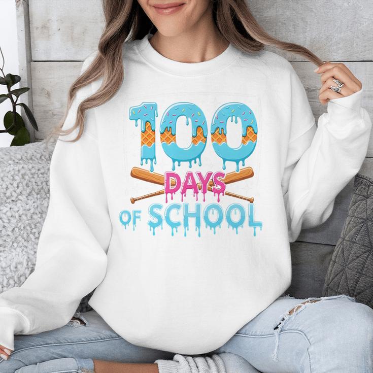 100 Days Of School Drip Ice Cream Baseball For Teacher Kids Premium Tri-Blend Unisex Sweatshirt