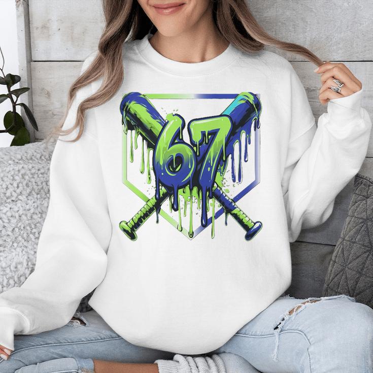 67 Baseball Drip Effect Urban Tee Style 6-7 Meme Graphic Premium Tri-Blend Unisex Sweatshirt