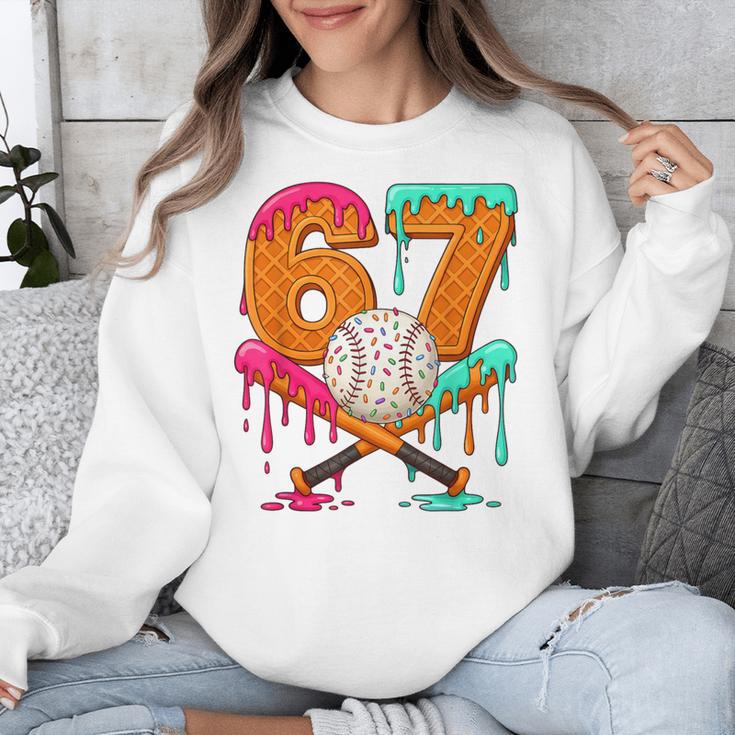 67 Ice Cream Drip Baseball Number 67 Player 67th Birthday Unisex Sweatshirt