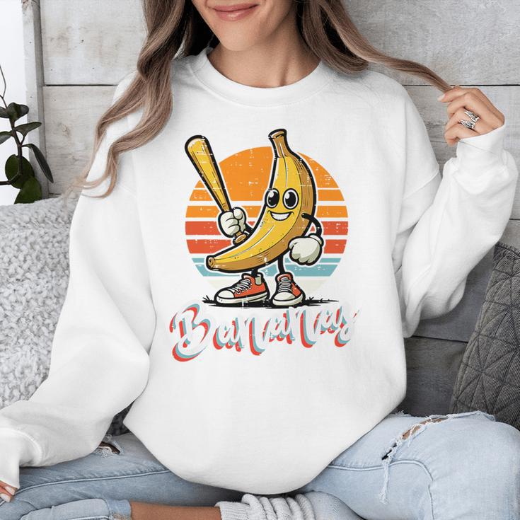 Bananas Baseball Sunset Retro Fruit Sports Boys Kids Men Premium Tri-Blend Unisex Sweatshirt