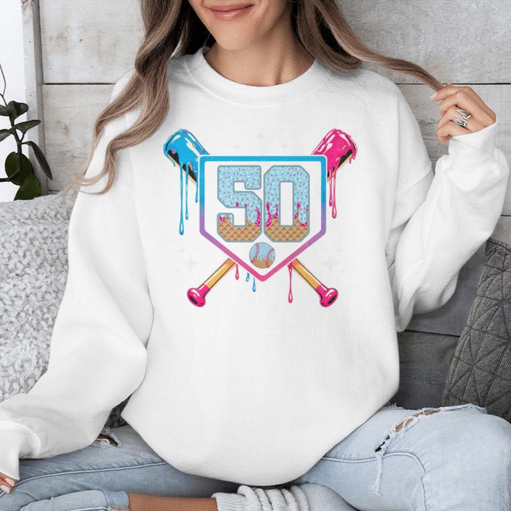 Baseball 50 Year Old Ice Cream Drip 50th Birthday Number 50 Unisex Sweatshirt Baseball 50 Year Old Ice Cream Drip 50th Birthday Number 50 Unisex Sweatshirt