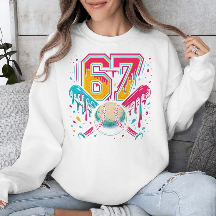 Baseball Drip 6 7 Number 67 Six Seven Meme Boys Kids Unisex Sweatshirt