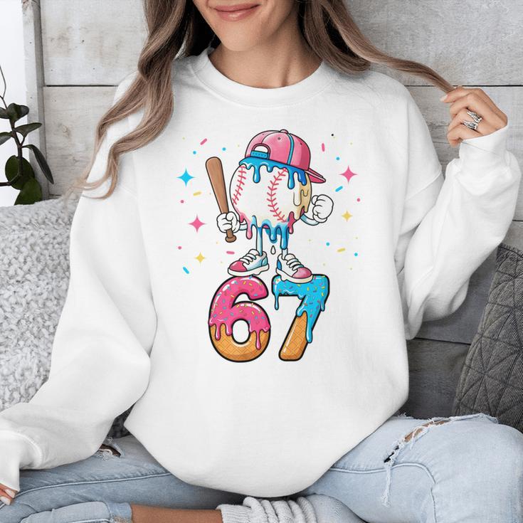 Baseball Drip Number 67 Six Seven Meme Ice Cream Dripping Unisex Sweatshirt Baseball Drip Number 67 Six Seven Meme Ice Cream Dripping Unisex Sweatshirt