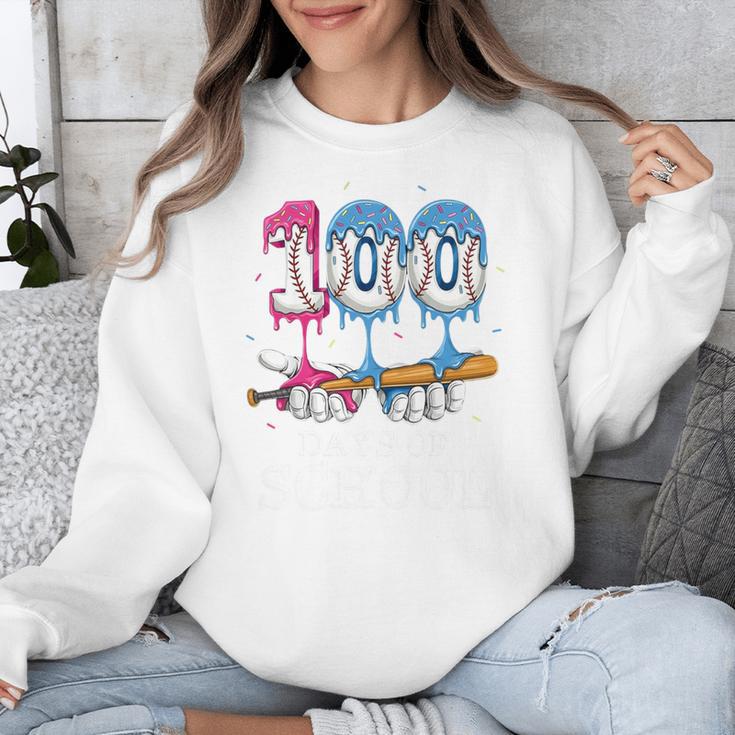 Baseball Player 100 Days Of School Sports Ice Cream Drip Premium Tri-Blend Unisex Sweatshirt