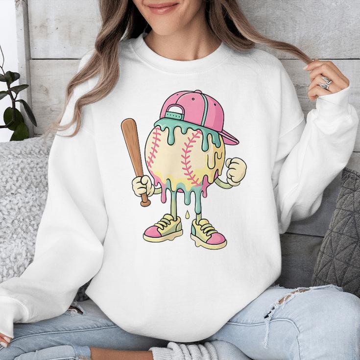 Cute Baseball Ice Cream Drip For Girls & Boys 2 Sides Unisex Sweatshirt Cute Baseball Ice Cream Drip For Girls & Boys 2 Sides Unisex Sweatshirt