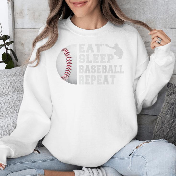 Eat Sleep Baseball Repeat Catcher Boys Youth Men Unisex Sweatshirt