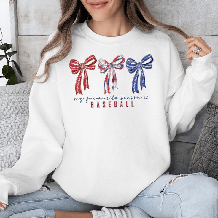 My Favorite Season Is Baseball Coquette Bow Game Day Mom Sis Unisex Sweatshirt My Favorite Season Is Baseball Coquette Bow Game Day Mom Sis Unisex Sweatshirt
