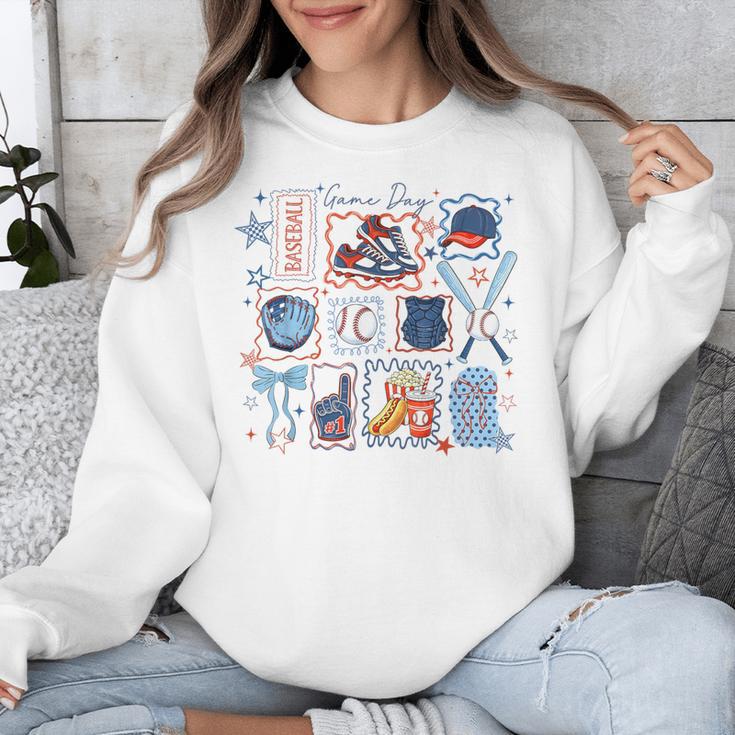 Game Day Baseball Lover Coquette Bow Girl Women Kid Mom Mama Unisex Sweatshirt