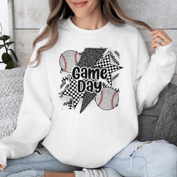 Game Day Baseball Retro Checkered Baseball Unisex Sweatshirt Game Day Baseball Retro Checkered Baseball Unisex Sweatshirt