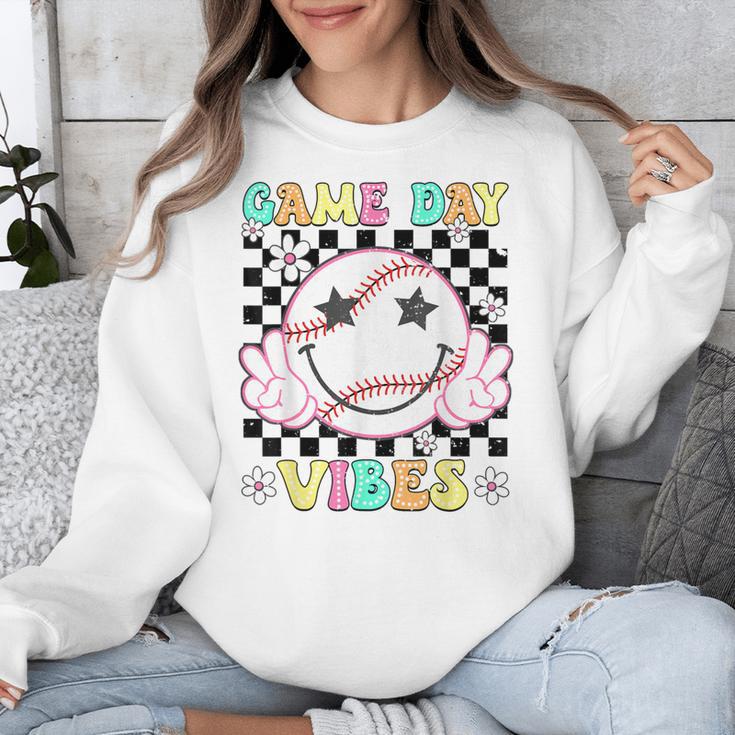 Game Day Vibes Softball Baseball Groovy Game Day Girls Women Unisex Sweatshirt Game Day Vibes Softball Baseball Groovy Game Day Girls Women Unisex Sweatshirt