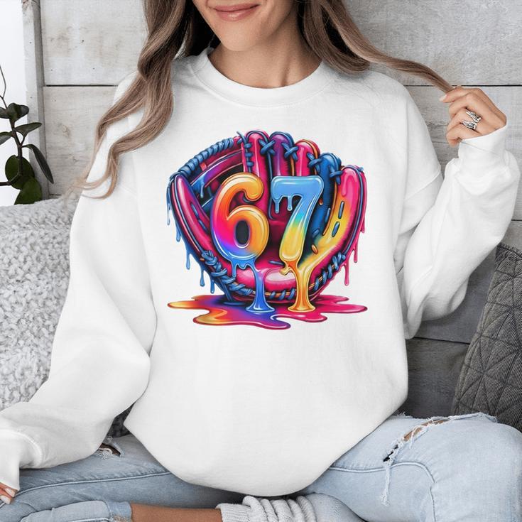 Gen Alpha Slang Ice Cream Drip Six Seven 67 Baseball Catcher Unisex Sweatshirt