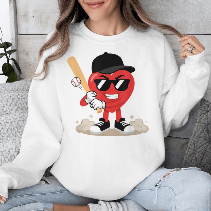 Heart Playing Baseball Valentine Baseball Unisex Sweatshirt Heart Playing Baseball Valentine Baseball Unisex Sweatshirt
