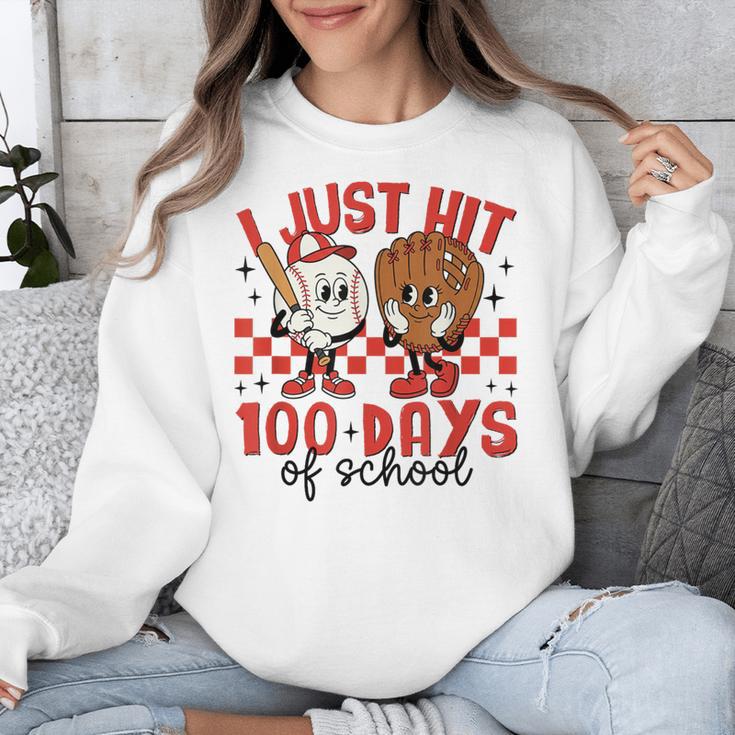I Just Hit 100 Days Of School Baseball 100th Day Teacher Kid Unisex Sweatshirt