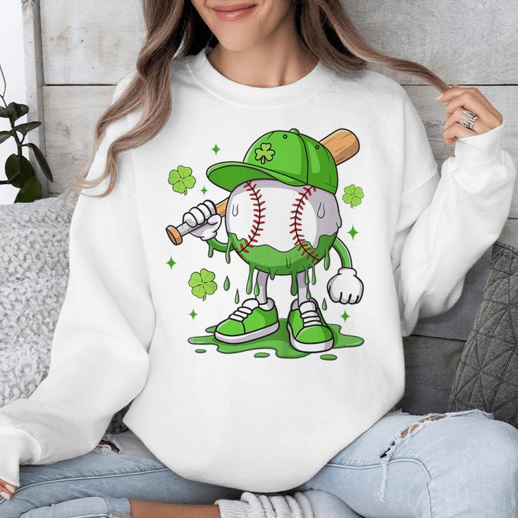 Kids Boys Happy St Patricks Day Kids Baseball Ice Cream Drip Unisex Sweatshirt
