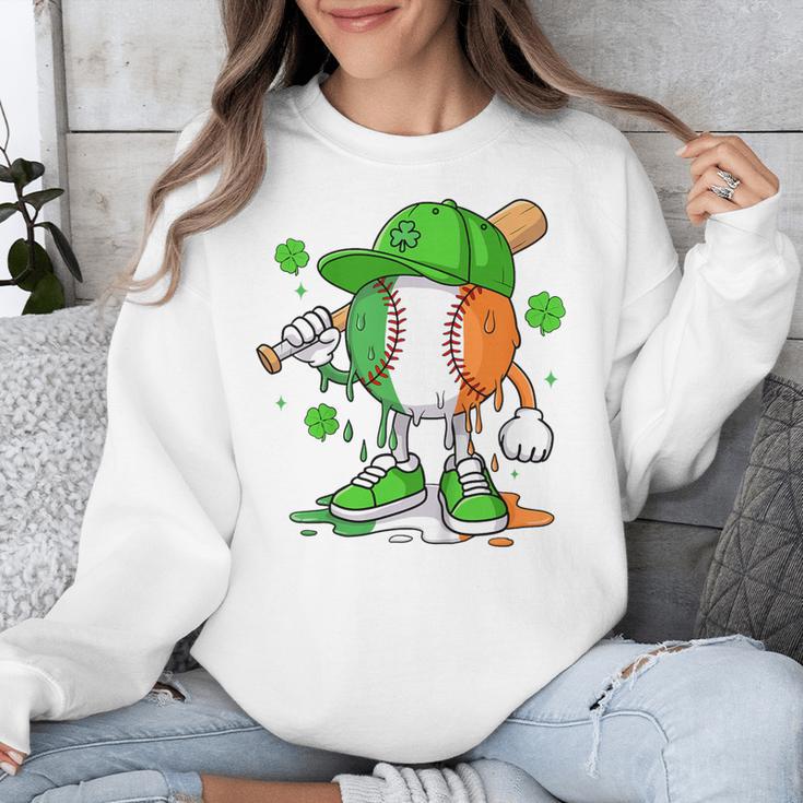 Kids Boys St Patricks Day Irish Flag Kids Baseball Ice Cream Drip Unisex Sweatshirt