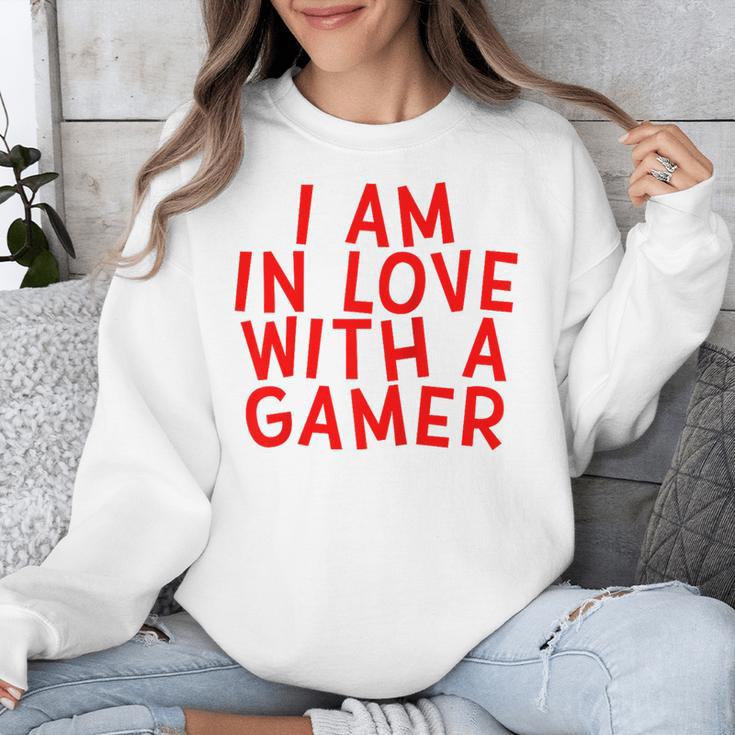 I Am In Love With A Gamer Cute Valentines Day Gamer Couple Raglan Baseball Tee Unisex Sweatshirt