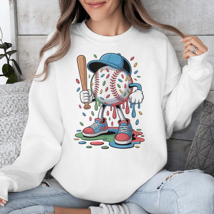 Melting Slime Sprinkle Baseball Mascot With Bat Unisex Sweatshirt Melting Slime Sprinkle Baseball Mascot With Bat Unisex Sweatshirt