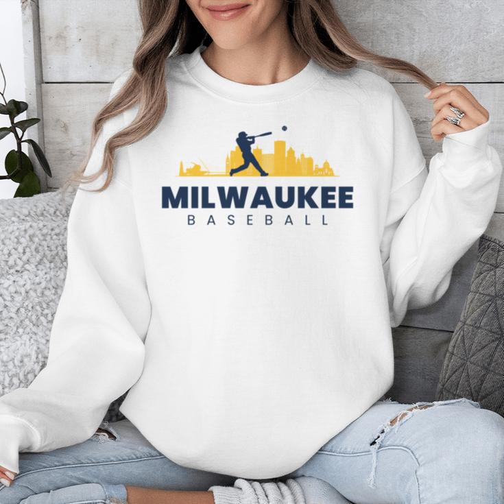 Milwaukee Baseball Minimalist City Skyline Baseball Lover Unisex Sweatshirt Milwaukee Baseball Minimalist City Skyline Baseball Lover Unisex Sweatshirt