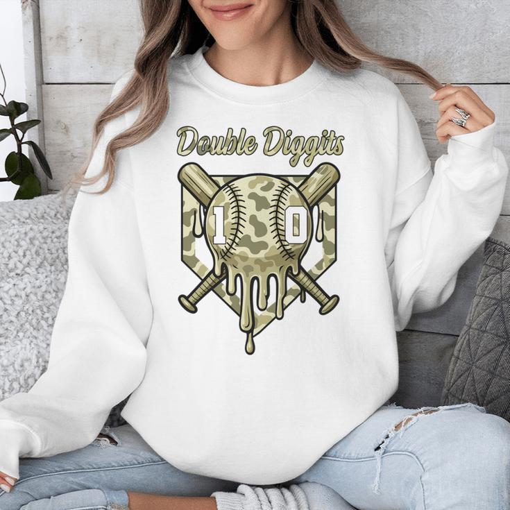 Old School Camo Baseball Drip Double Digits 10th Birthday Unisex Sweatshirt