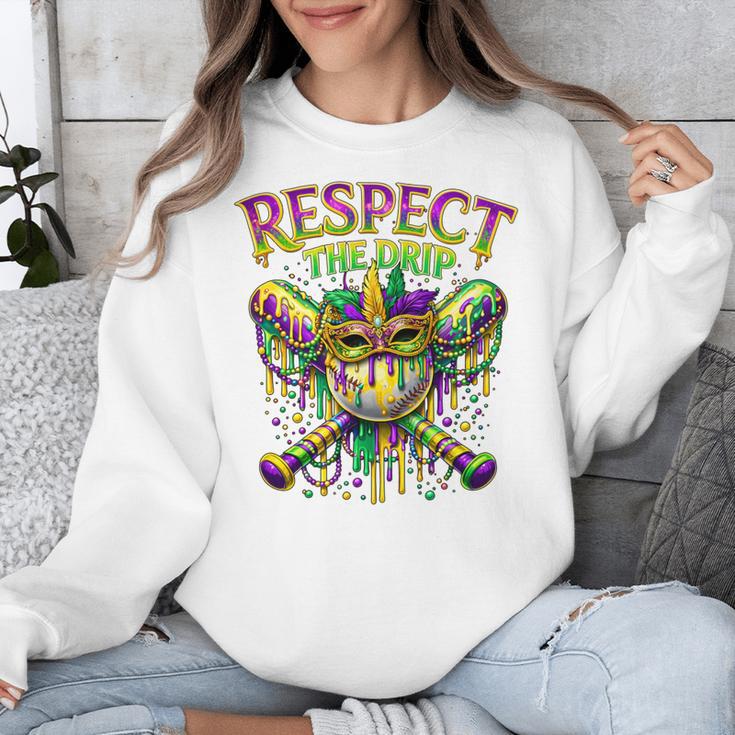 Respect The Drip Mardi Gras Baseball Ice Cream Boys Carnival Unisex Sweatshirt