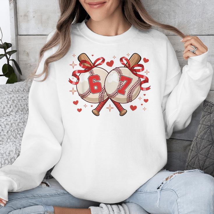 Six Seven 67 Meme Baseball Coquette Bow Valentine Unisex Sweatshirt Six Seven 67 Meme Baseball Coquette Bow Valentine Unisex Sweatshirt
