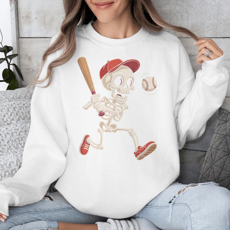 Skeleton Batting Baseball Halloween Boys Men Kids Unisex Sweatshirt