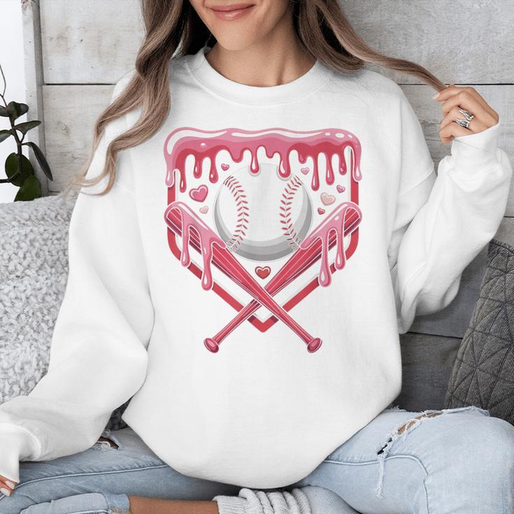 Valentines Baseball Boys Ice Cream Drip Heart Youth Kids Unisex Sweatshirt
