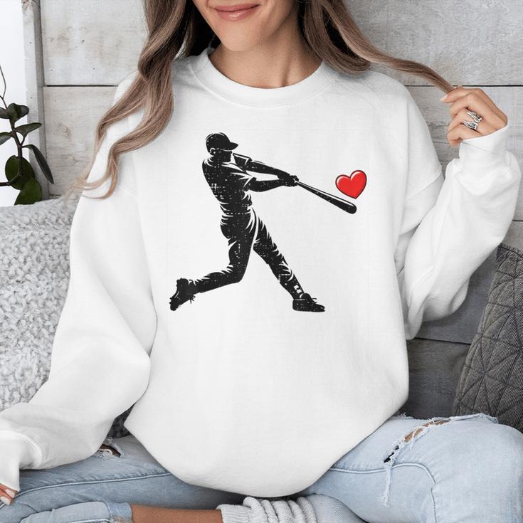 Valentines Day Baseball Batter Silhouette Heart Men Boys Kid Unisex Sweatshirt Valentines Day Baseball Batter Silhouette Heart Men Boys Kid Unisex Sweatshirt