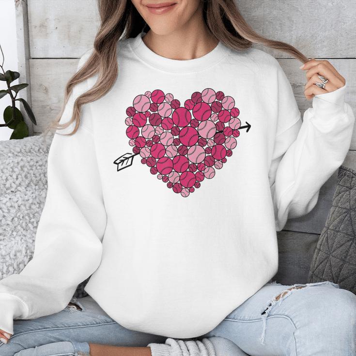 Valentine's Day Baseball Heart Softball Player Sports Lover Unisex Sweatshirt