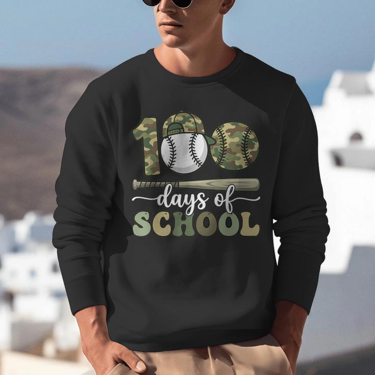 100 Days Of School Baseball Camo Art For Boys Kids Students Unisex Sweatshirt