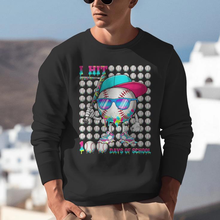 100 Days Of School Baseball Drip Ice Cream Boys Kids Unisex Sweatshirt