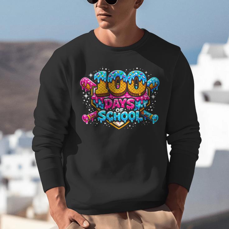 100 Days Of School Baseball Drip Ice Cream Costume Teachers Unisex Sweatshirt