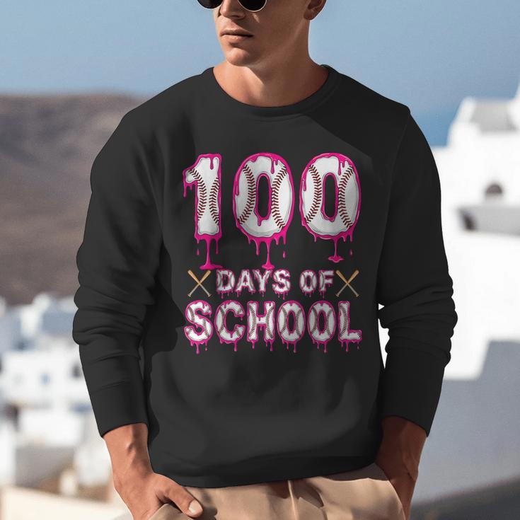 100 Days Of School Baseball Ice Cream Drip 100th Day Boys Unisex Sweatshirt