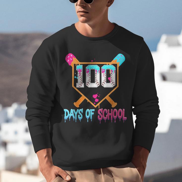 100 Days Of School Baseball Ice Cream Drip 100th Day School Unisex Sweatshirt 100 Days Of School Baseball Ice Cream Drip 100th Day School Unisex Sweatshirt