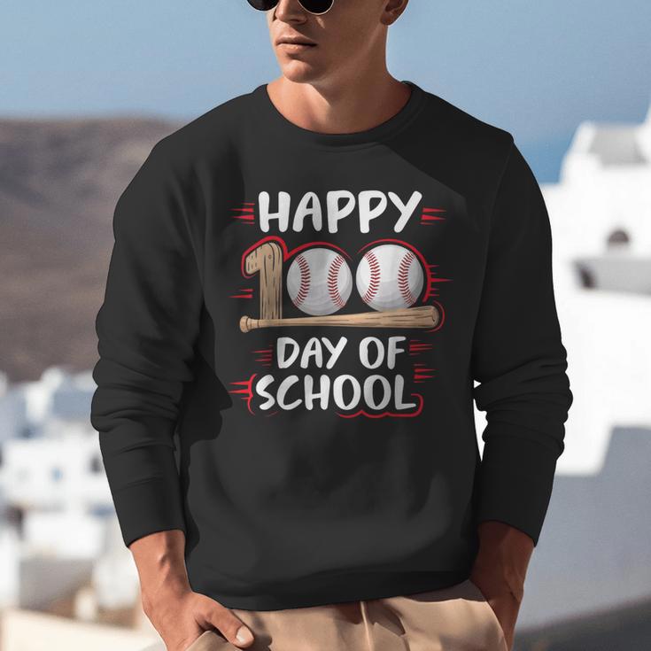 100 Days Of School Baseball Theme Kids Teens Boys 100th Day Unisex Sweatshirt
