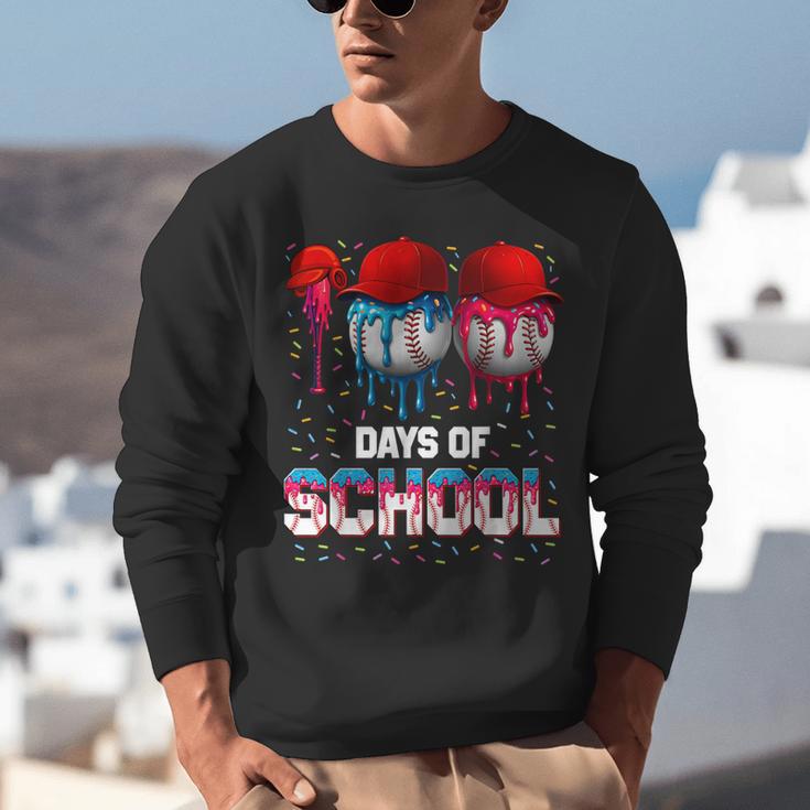 100 Days Of School Dripping Baseball 100th Day Teacher Boy Unisex Sweatshirt
