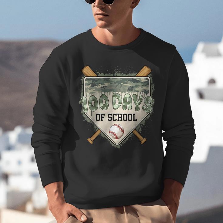 100 Days Of School Home Plate Camo Baseball Dripping Boys Unisex Sweatshirt 100 Days Of School Home Plate Camo Baseball Dripping Boys Unisex Sweatshirt