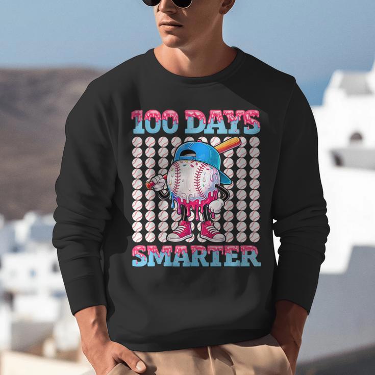 100 Days Smarter Baseball Drip Boys 100 Days Of School Kids Unisex Sweatshirt
