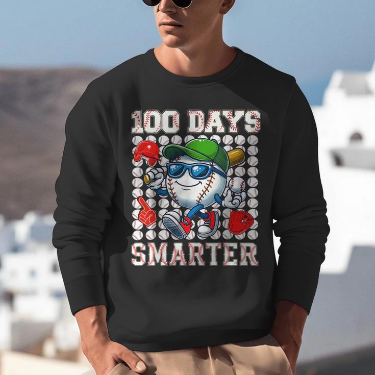 100 Days Smarter Baseball 100 Days Of School Boy Girl Kid Unisex Sweatshirt