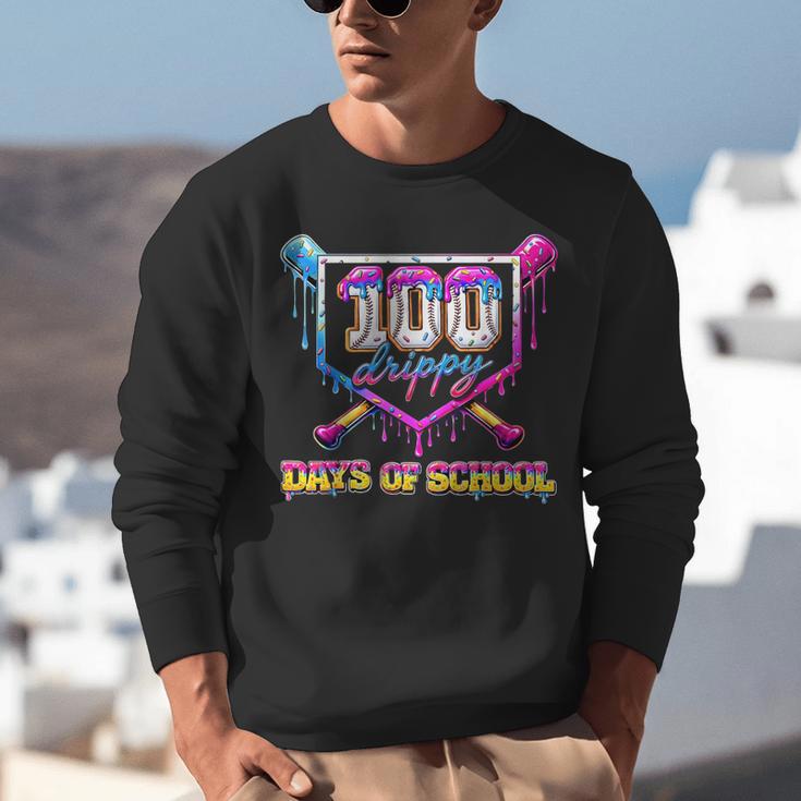 100 Drippy Days Of School Baseball For Boy Kids Unisex Sweatshirt