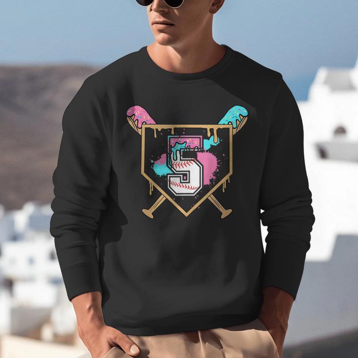 5th Fifth Birthday Baseball Bat Ice-Cream Drip 5yrs Old Boys Unisex Sweatshirt 5th Fifth Birthday Baseball Bat Ice-Cream Drip 5yrs Old Boys Unisex Sweatshirt