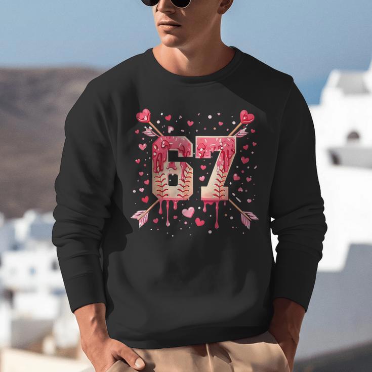 6 7 Melting Number Arrow Baseball Drip Valentine's Day Unisex Sweatshirt