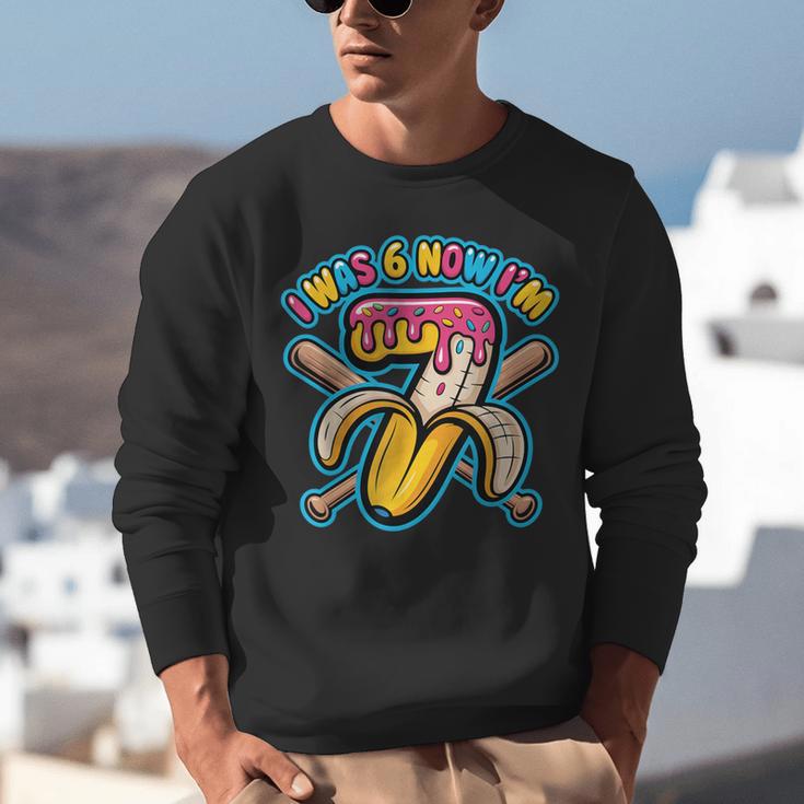 I Was 6 Now I’m 7 Banana Drip Birthday Baseball Unisex Sweatshirt I Was 6 Now I’m 7 Banana Drip Birthday Baseball Unisex Sweatshirt