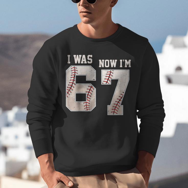 I Was 6 Now I'm 7 Year Old Birthday 67 Meme Baseball Bday Unisex Sweatshirt
