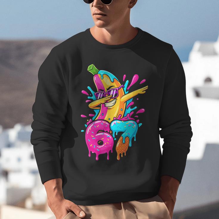 67 Baseball Dabbing Banana 6 7 Dripping Ice Cream Meme Unisex Sweatshirt