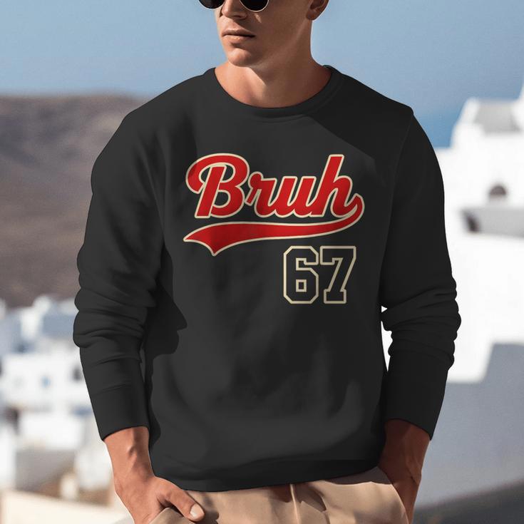 67 Six Seven Bruh Meme Baseball Vintage Style Men Boys Unisex Sweatshirt